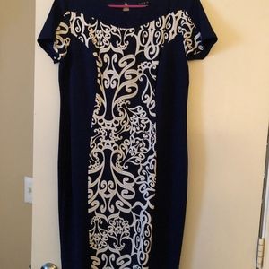 Navy and White Floral Illusion Dress